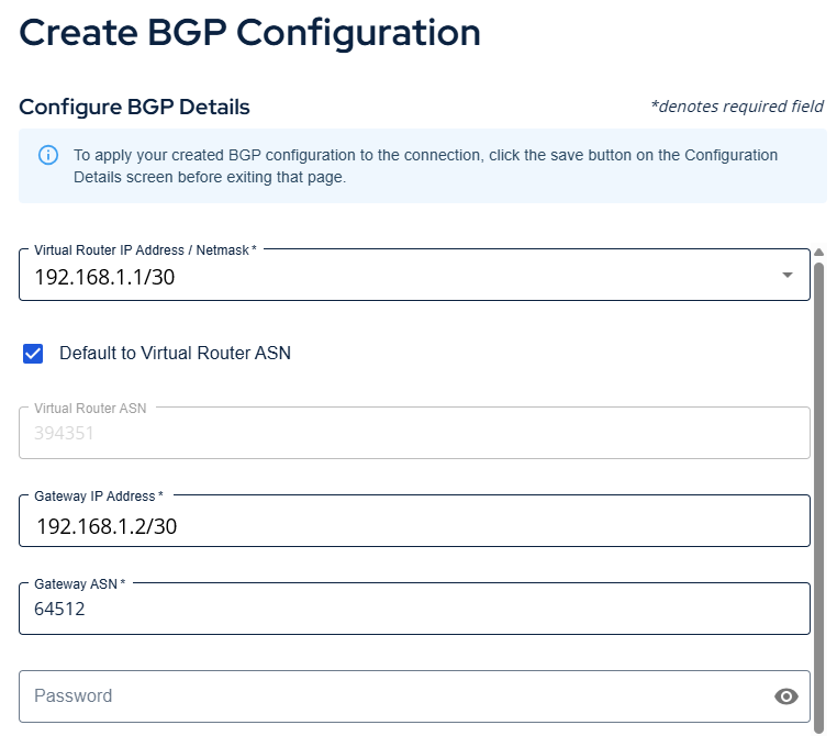 Edit Connection BGP