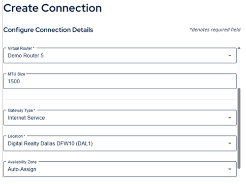Create Connection Example Internet