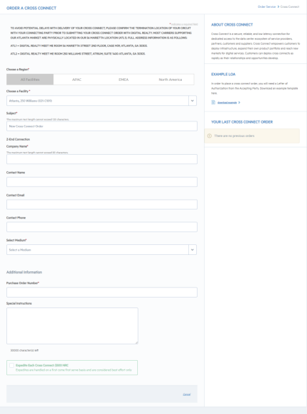 Cross Connect Form