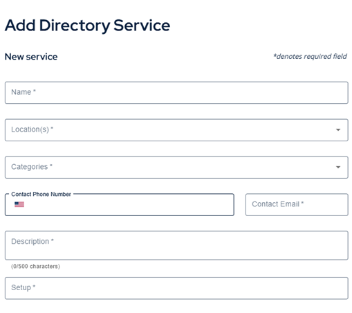 Service Directory Add Services
