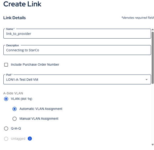 Click to Connect Create Link VLAN